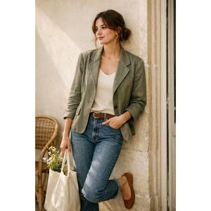 D&G Dolce & Gabbana Sage Green Cotton Twill Blazer Jacket IT 44 Made in Italy